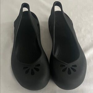 Women's Croc Black Slip-On Slingback Flats